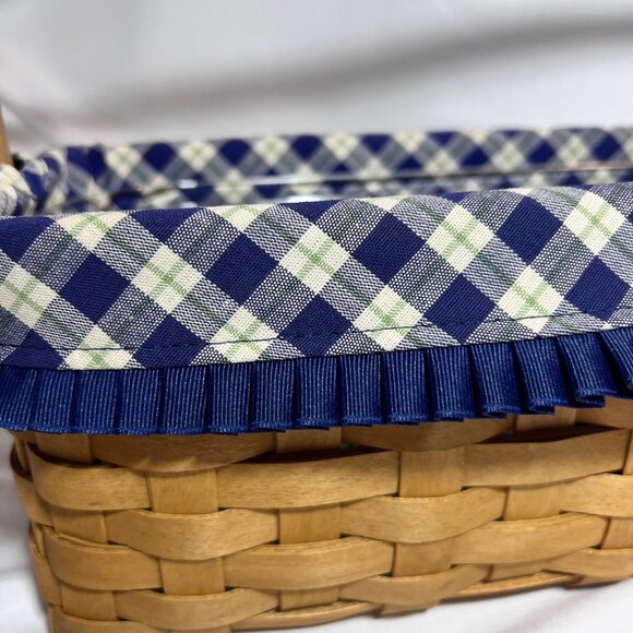 Longaberger 2003- Blue Ribbon Collection Canning Basket-Blue/White/Plastic-Plaid - Picture 11 of 16